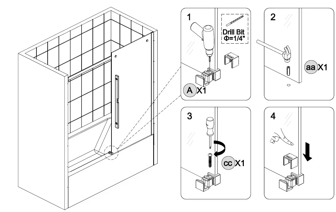 ES-DIY-KJFXSD5658CH08V1-58-60-Inch-W-x-58-Inch-H-Sliding-Semi-Frameless-Tub-Door-in-Chrome-with-Clear-Glass-fig-12
