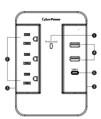 CyberPower-3-Outlet-Surge-Protector-with-3-USB-Ports-fig-1
