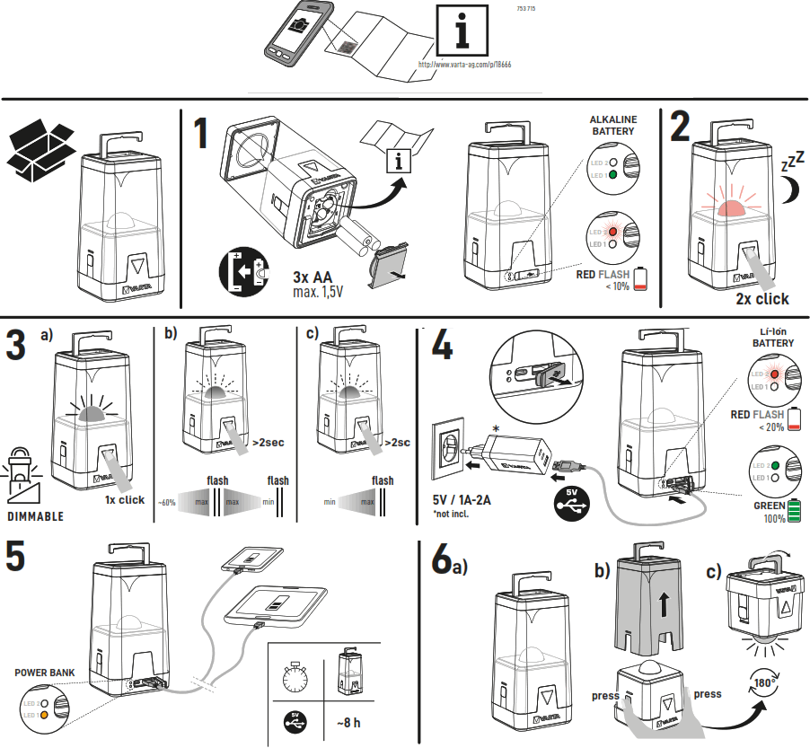 VARTA 18666101111 Camping Lantern -