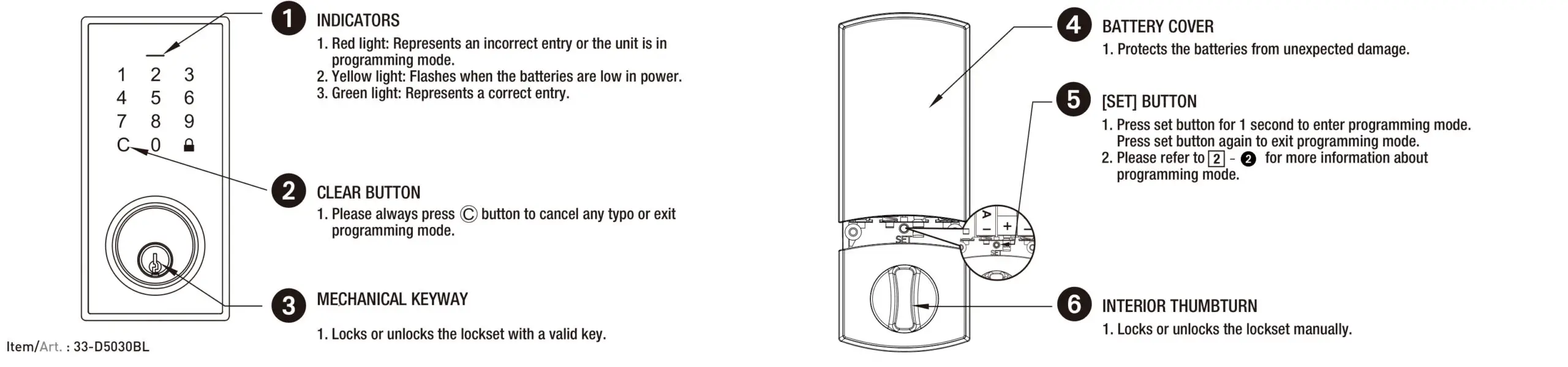 Taymor 33-D5030BL Centinel 3 Digital Lock - OVERVIEW OF THE LOCKSET