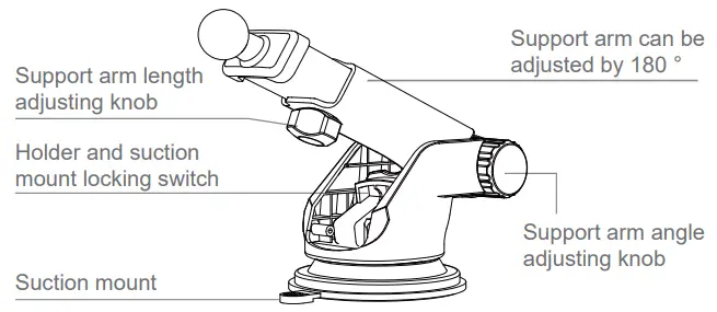KOAKUMA X6 Three Axis Linkage Wireless Charger Car Holder- Suction cup holder