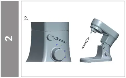 BluMill SL-9831 Stand Mixer -Press the arm-