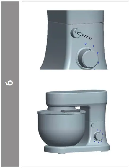 BluMill SL-9831 Stand Mixer -- Press the arm release