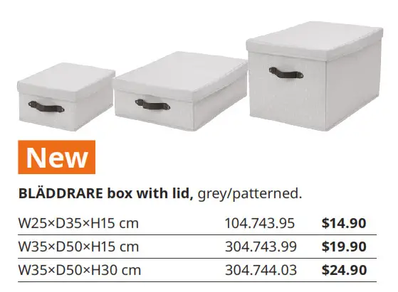 BLÄDDRARE box with lid, grey patterned.