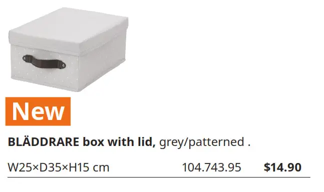 BLÄDDRARE box with lid, grey patterned