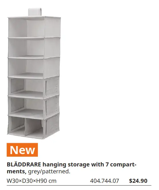 BLÄDDRARE hanging storage with 7 compart