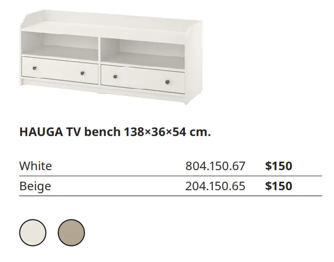 HAUGA TV bench 138×36×54 cm.