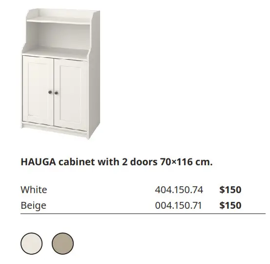 HAUGA cabinet with 2 doors 70×116 cm.