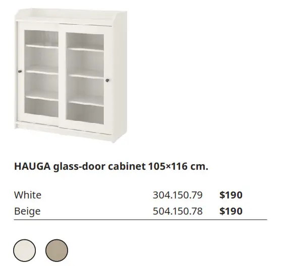 HAUGA glass-door cabinet 105×116 cm.