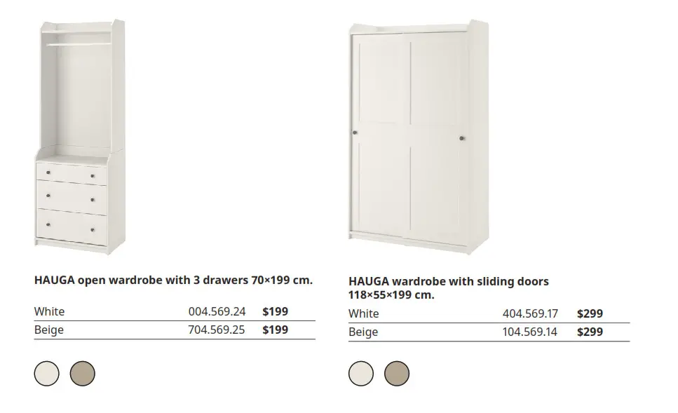 HAUGA open wardrobe with 3 drawers 70×199 cm.