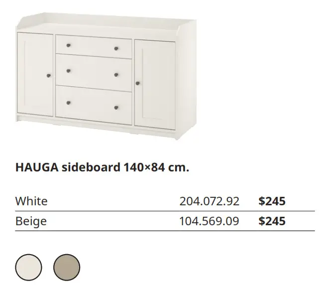 HAUGA sideboard 140×84 cm.