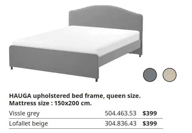 HAUGA upholstered bed frame, queen size. 2