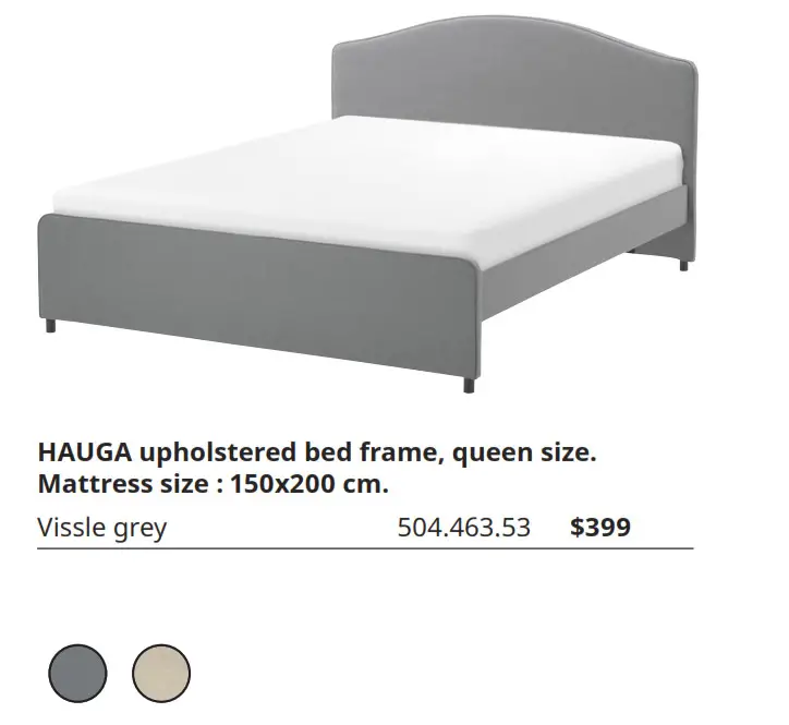 HAUGA upholstered bed frame, queen size