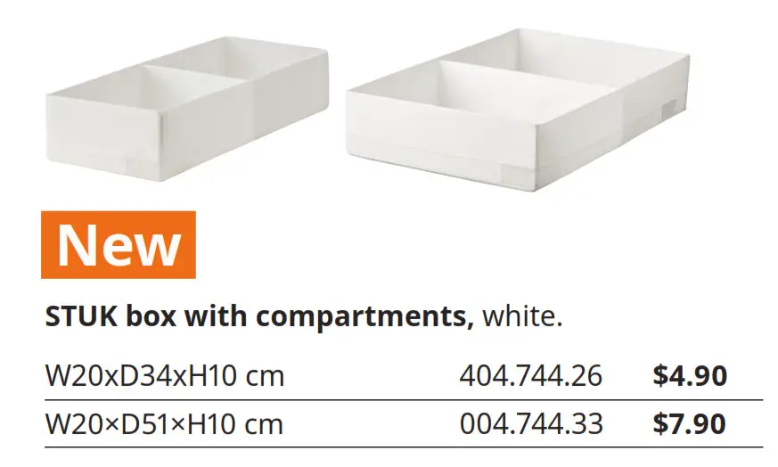 STUK box with compartments, white. 2
