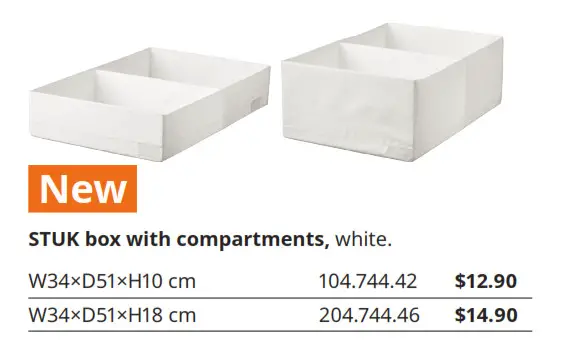 STUK box with compartments, white. 4