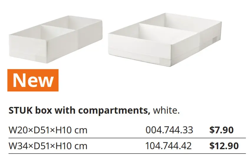 STUK box with compartments, white.