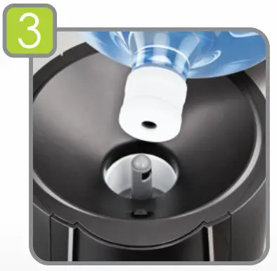 200 Series Pure Water Dispenser - Icon Insert bottle and fill dispenser with