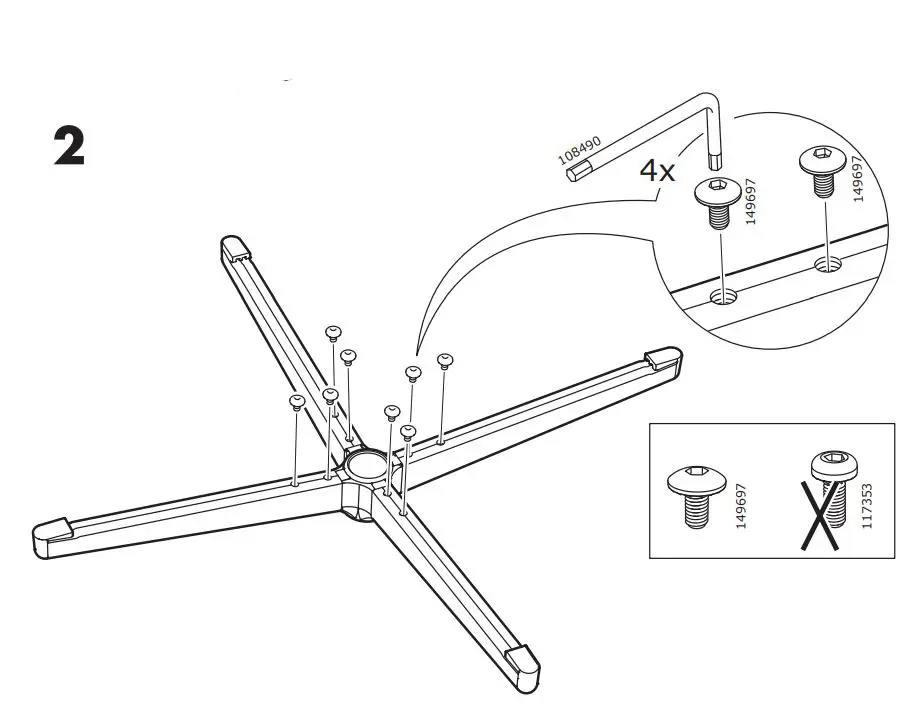 IKEA BALSBERGET Chair Frame Instruction Manual - Assembly 2