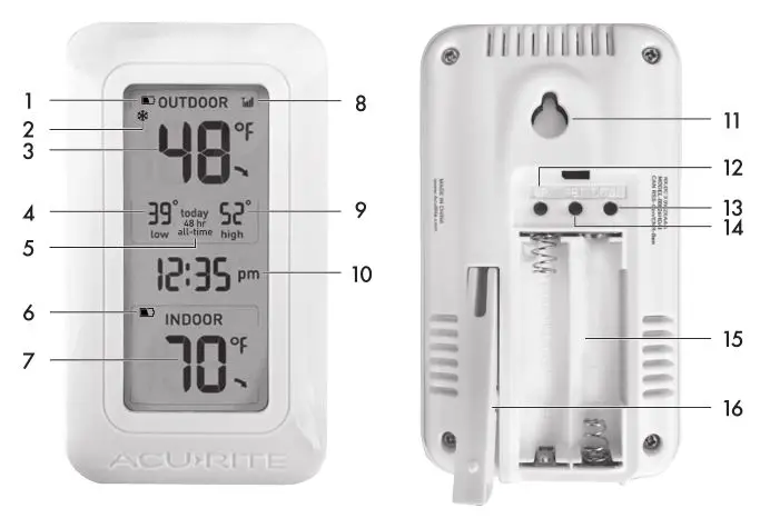 ACCURITE Thermometer - FRONT OF DISPLAY & BACK OF DISPLAY