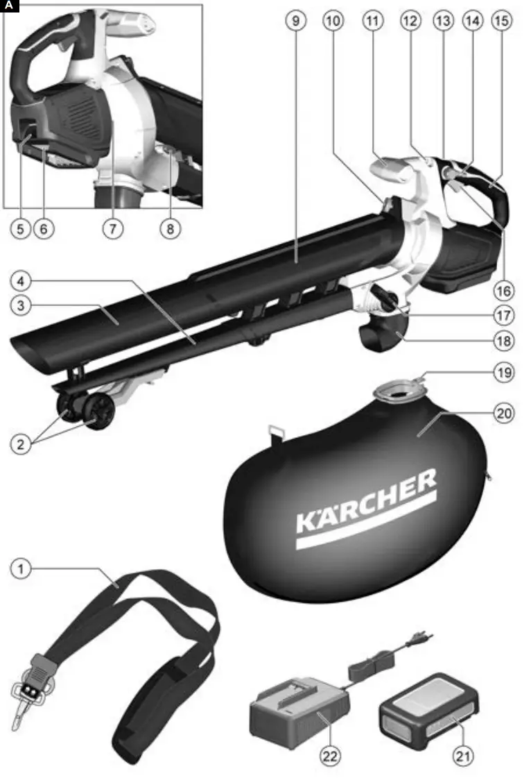 KARCHER BLV 18 200 Leaf Blower and Blower Vac Battery - fig