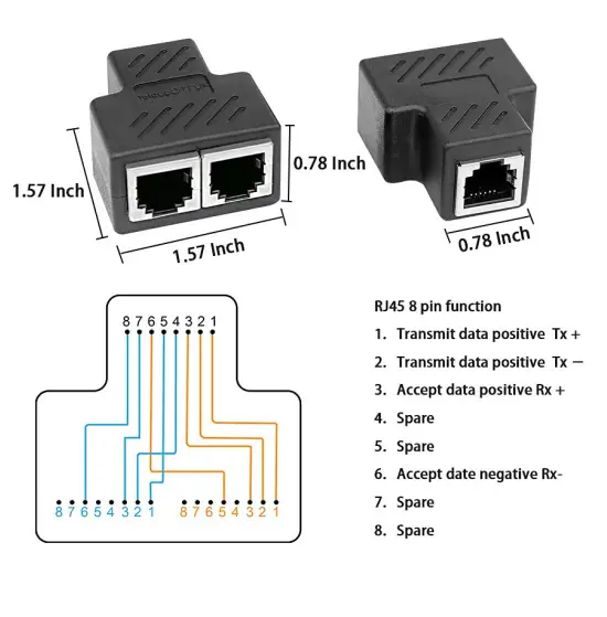 MyCableMart FE-ADT-345P 1 to 2 for 2 Network Pair 3