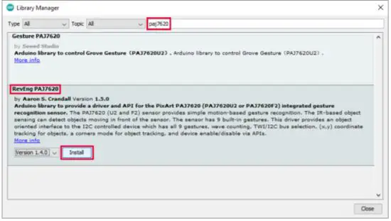 WHADDA WPSE358 Gesture Recognition Sensor Module - Example program