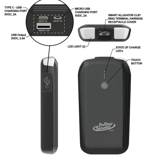 Battery Tender 030-1030-PS 600Amp Vehicle Jump Starter and Portable Power Bank fig1