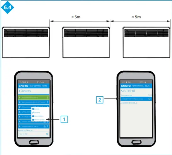 Wireless connection between Master and Slave heaters