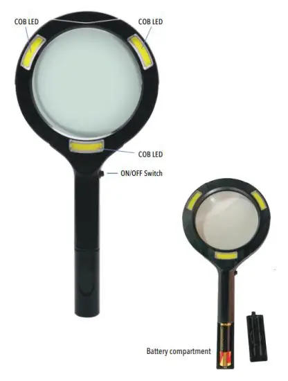 POWER-TO-GO MAG100 XL-Magnifier COB LED Lighted Magnifying Glass - COB LED
