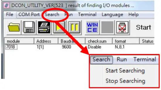 ICP DAS I 7018R 8 Ch Thermocouple Input Module - search configuration