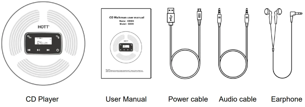 HOTT CD903TF Portable CD Player - Packing