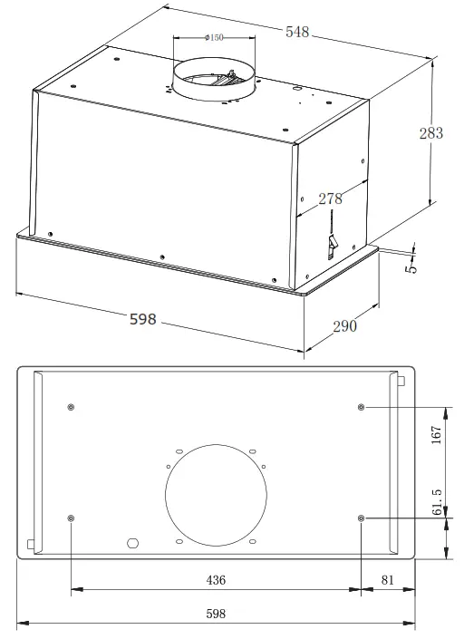 GRAM EFI 8060-90 B Kitchen Extractor Hood - 1