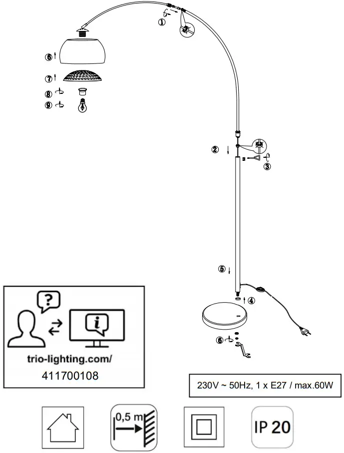 TRIO LIGHTING R46041032 Recife Table Lamp - Figure