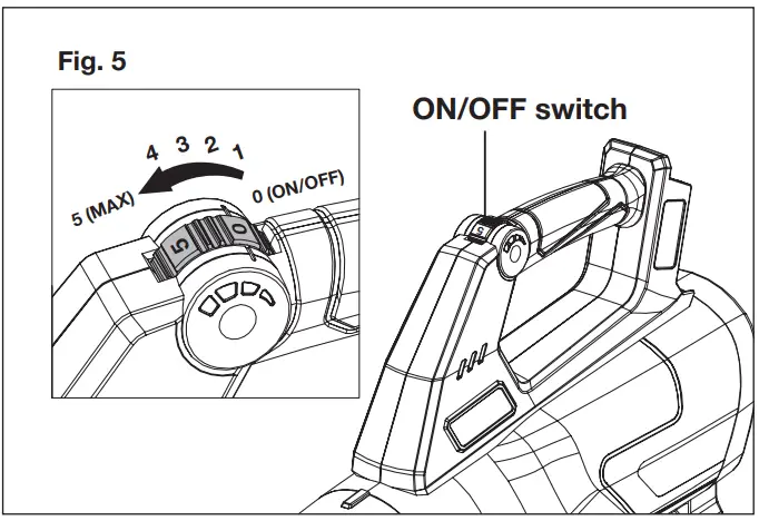 SUNJOE 24V JB LTE RM Cordless Jet Blower - OFF switch