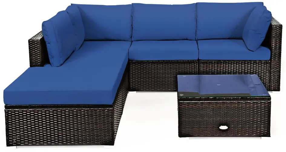 COSTWAY AI HW63878 6 Pcs Rattan Sofa Set Armless -