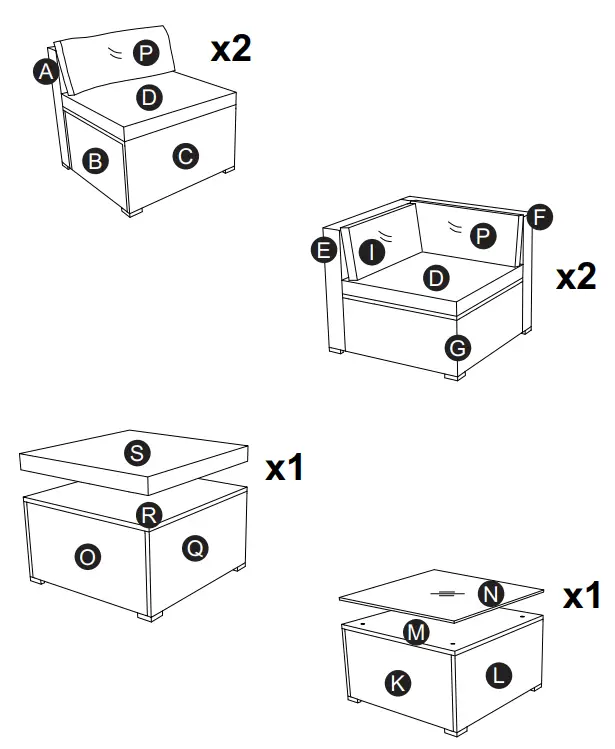 COSTWAY AI HW63878 6 Pcs Rattan Sofa Set Armless -fig2