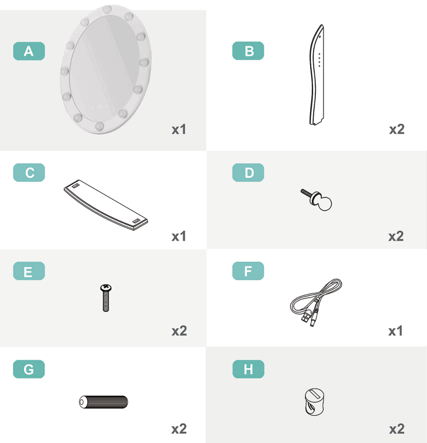 LUXFURNI STARRY8 USB LED Makeup Mirror - FIGURE 2