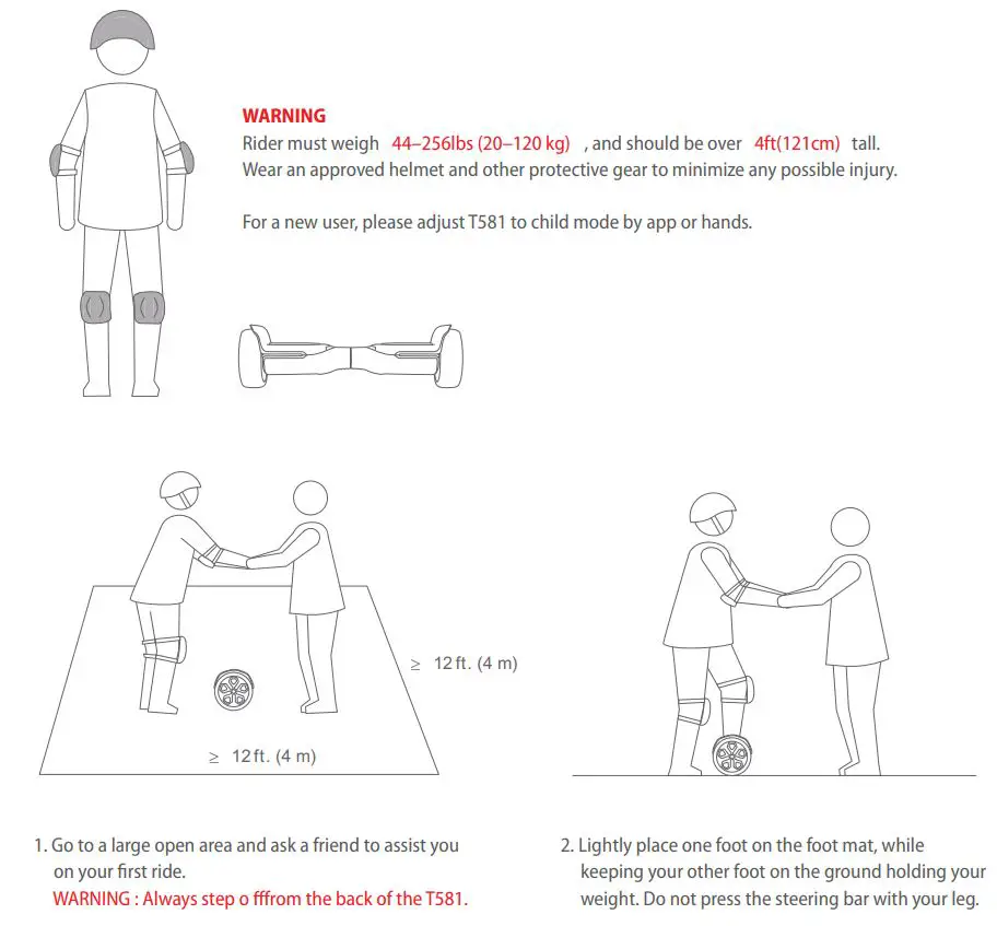 GYROOR T581 Hoverboard User Manual - Learning to Ride