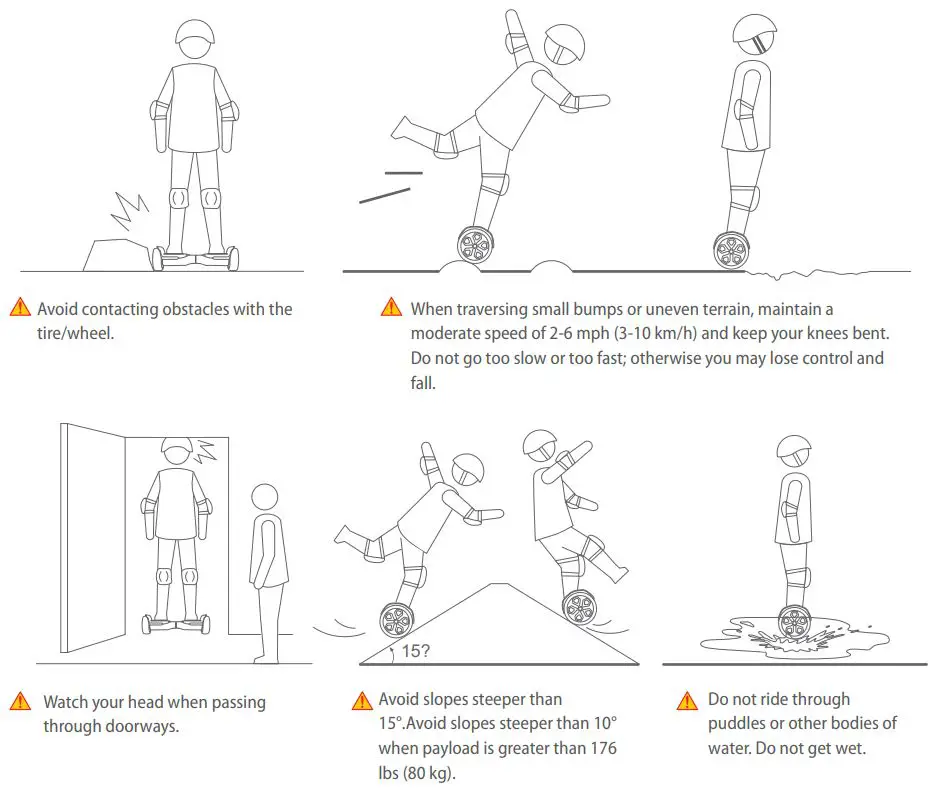 GYROOR T581 Hoverboard User Manual - Warnings