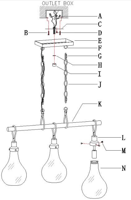 Uolfin 4978092 3-Light Matte Black and Teardrop Glass with Wood Farmhouse Clear Glass Linear Pendant Light-FIG3