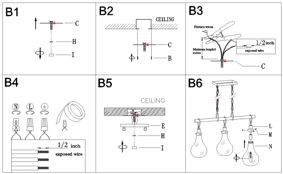 Uolfin 4978092 3-Light Matte Black and Teardrop Glass with Wood Farmhouse Clear Glass Linear Pendant Light-FIG5