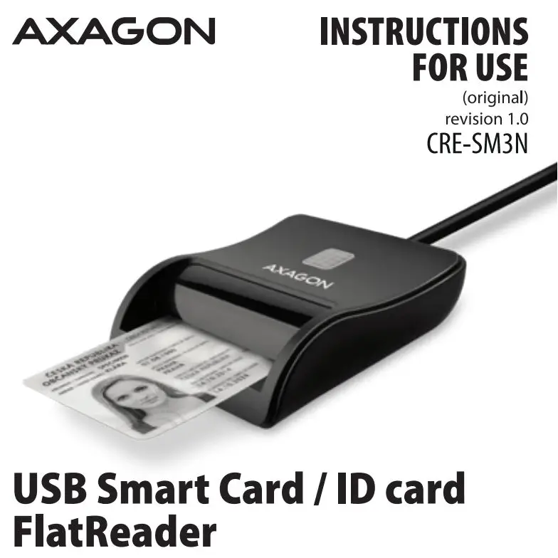AXAGON CRE-SM3N USB Smart Card FlatReader Instruction Manual