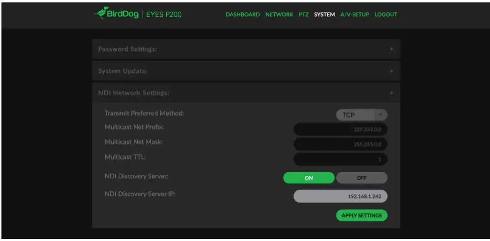 BirdDog P200 Eyez PTZ Camera Datasheet - NDI Discovery Server