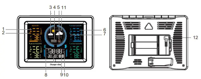 Roaprobe E0397WST4H4PR-V1 Wireless Color Weather Station with 3 Remote Sensors-MAIN UNIT