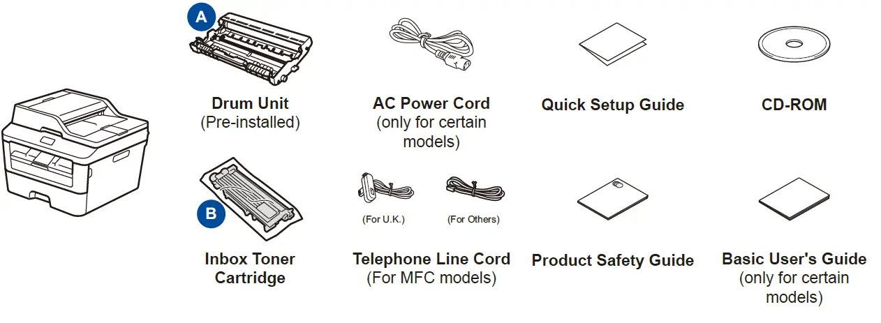 Unpack the machine and check the components