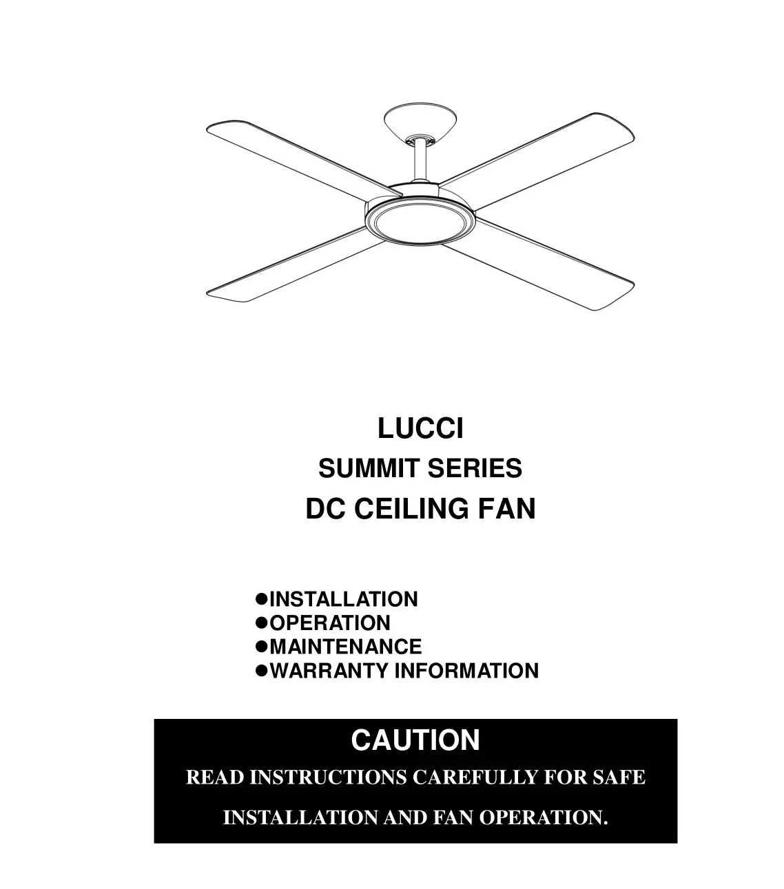 BeaconLIGHTING LUCCI Summit Series DC Ceiling Fan Instruction Manual