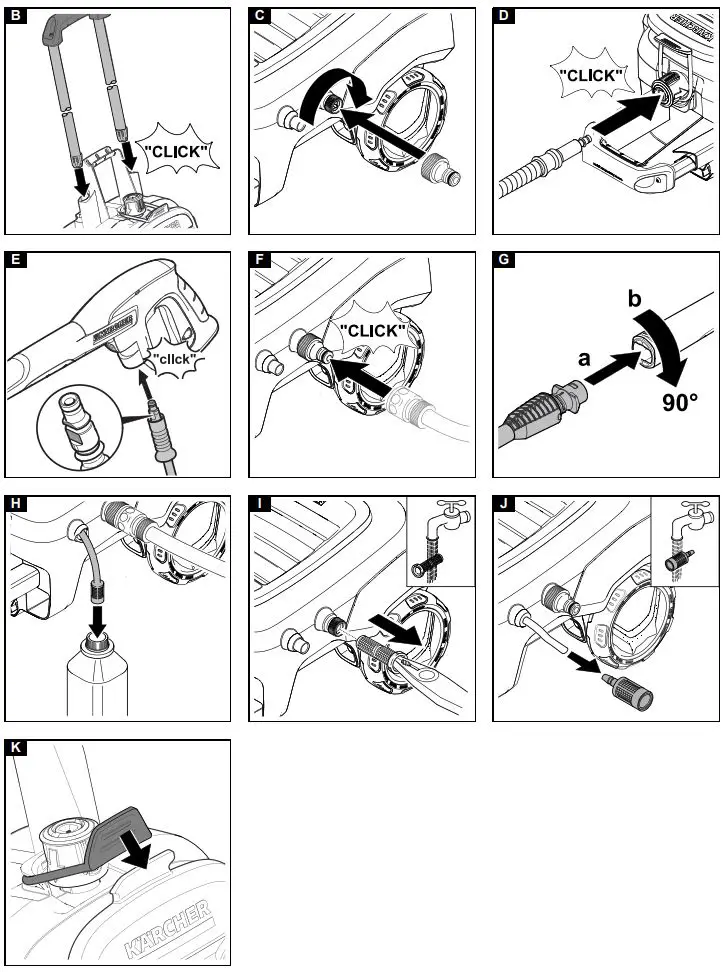 KARCHER K 5 Electric Pressure Washer Compact User Manual - Fig B,C,D,E,F,G,H,I,J,K