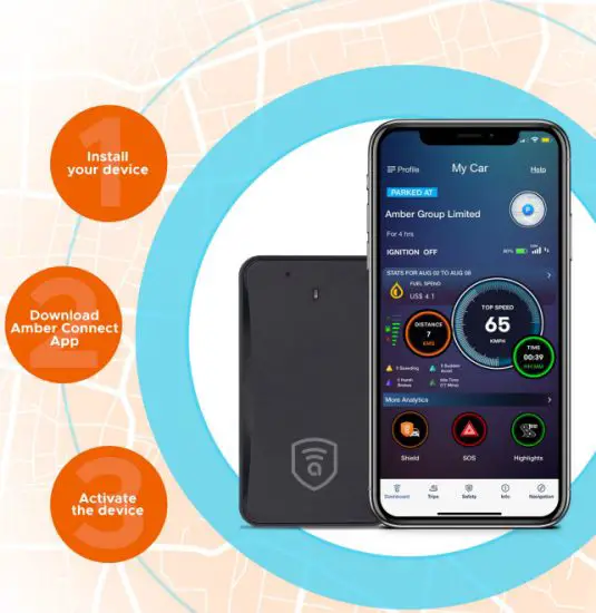 amber connect AMB362XLG Wireless GPD Tracker Smart Vehicle Security