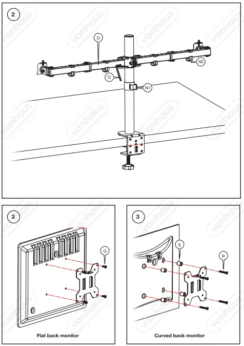 VonHaus-3000249-Dual-Arm-Two-Monitor-Mount-fig-1