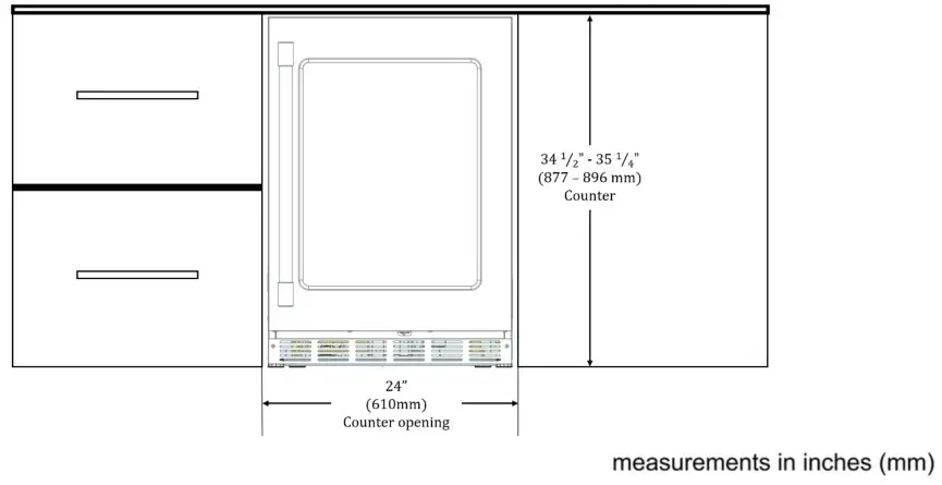 Thermador T24UR925RS 24 Inch Counter Depth Built In Undercounter Refrigerator - Installation location 2